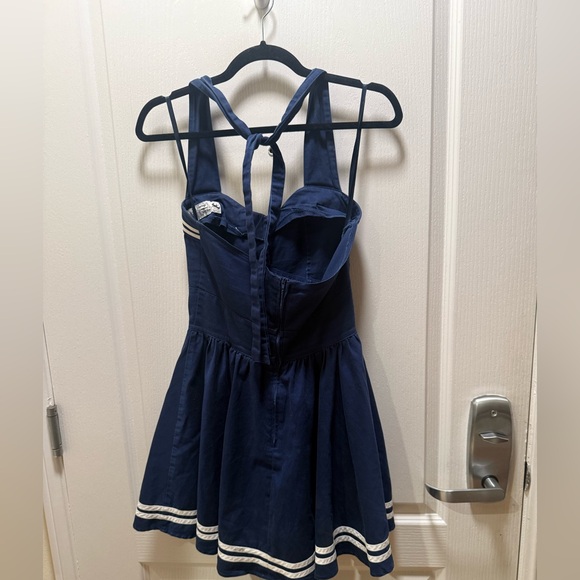 Hell Bunny Navy Motley Sailor Dress Nautical Navy Halter Dress size S - Picture 5 of 6